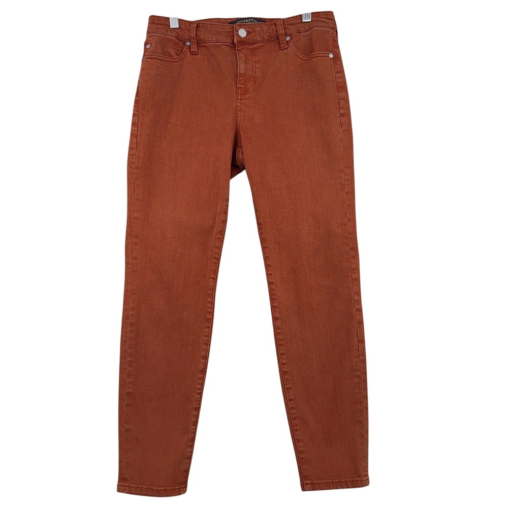Liverpool The Ankle Skinny Women 28/6 Petite Cotton Blend Rust Orange Jeans